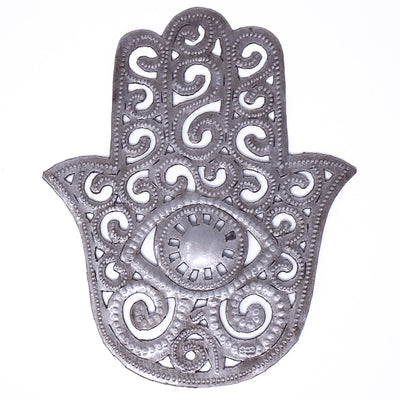 Hamsa Hand Haitian Metal Wall Art, 5 inch