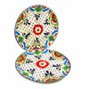 Encantada Handmade Pottery 11.75 Set of 2 Dinner Plates, Dots & Flowers