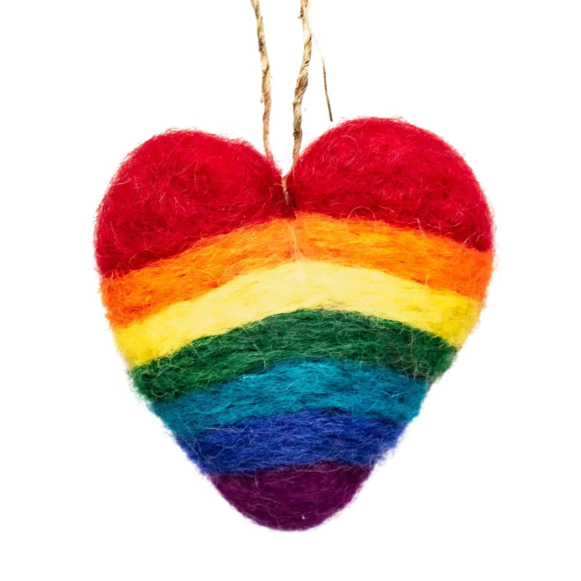 Rainbow Needle Felt Heart Handmade Felt Ornament