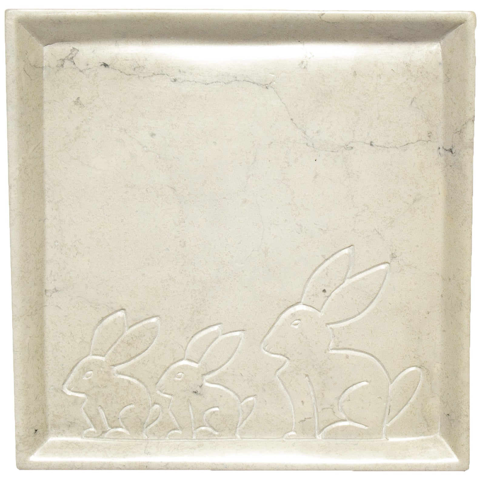 Soapstone Bunny Design Square Plate - Food Safe