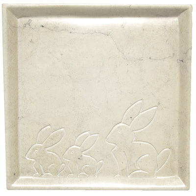 Soapstone Bunny Design Square Plate - Food Safe