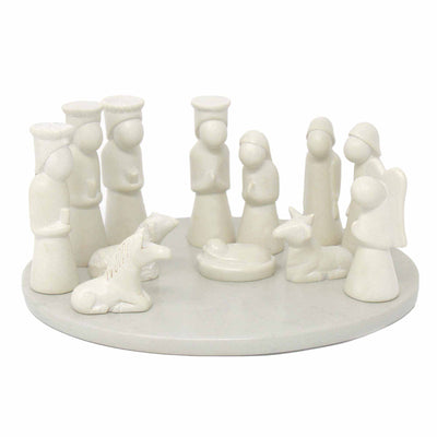 13-Piece Set - Soapstone Nativity Sculpture with Base