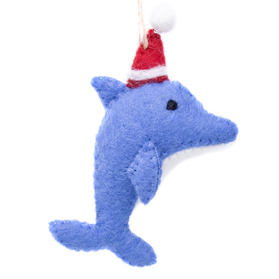 Dolphin Santa Handmade Felt Ornament