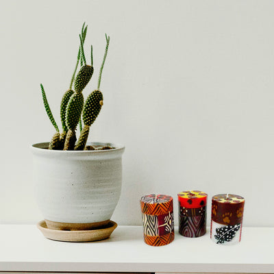 Hand-Painted Votive Candles, Boxed Set of 3 (Uzima Design)
