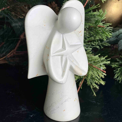 Soapstone Angel Holding Star Sculpture