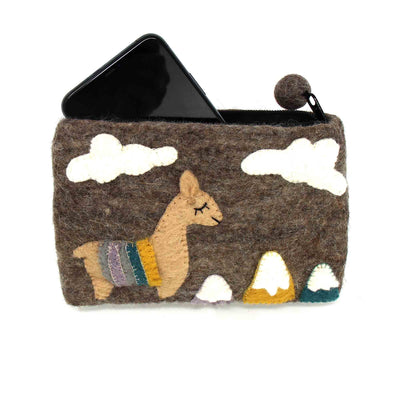 Llama Felt Zipper Pouch