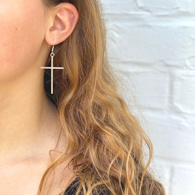 Tailored Flower Cross Dangle Earrings Tailored Flower Cross Dangle Earrings
