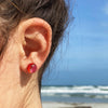 Round Glass Stud Earrings - Red Red - Pack of 3