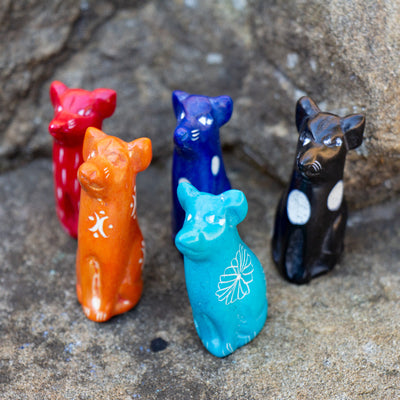 5-Pack - Soapstone Dogs Sculptures - Mini - Assorted Colors