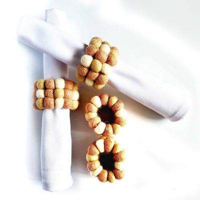 Desert Sands Felt Three Strand Napkin Rings, Set of 4