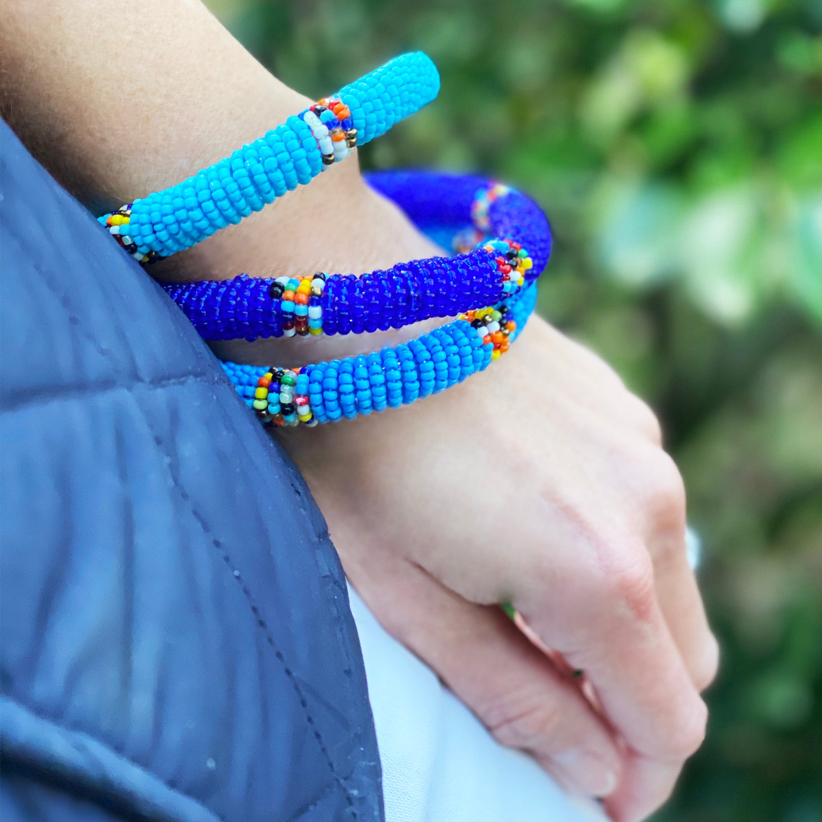 10 Handmade Seed Bead Bracelets From Nepal - Assorted Colors, 100% Authentic Bangle Set