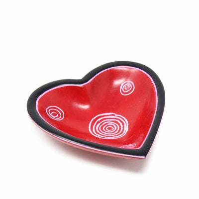 Single Soapstone Heart Bowls - Small 3.5-inch - Tribal Designs