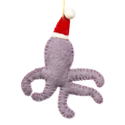 Octopus Santa Handmade Felt Ornament