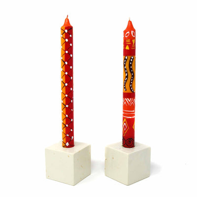 Hand-Painted Dinner Candles, Pair (Zahabu Design)