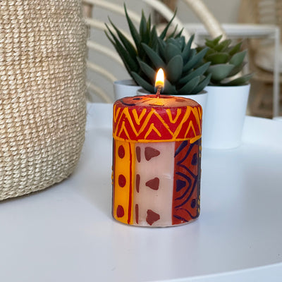 Hand-Painted Votive Candles, Boxed Set of 3 (Indabuko Design)