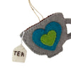 Tea Pot & Tea Cup Ornament Set, Avocado Green