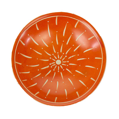 4-Pack - Painted Soapstone Carved Dish, Orange Etching