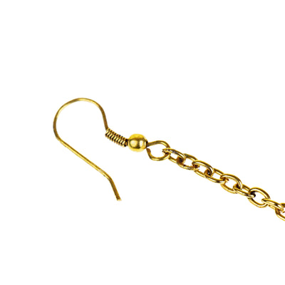 Brass Chain Carnelian Uncut Stone Earrings, PACK OF 3
