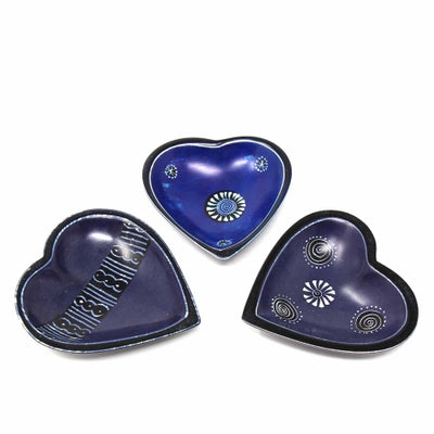 Single Soapstone Heart Bowls - Small 3.5-inch - Tribal Designs