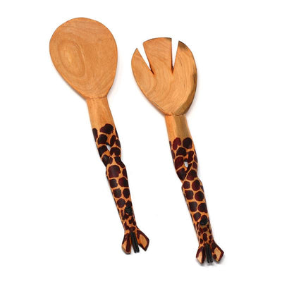 Wood Serving Set, Twisted Giraffe Design