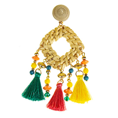 Cane Earrings with Bright Tassels, PACK OF 3