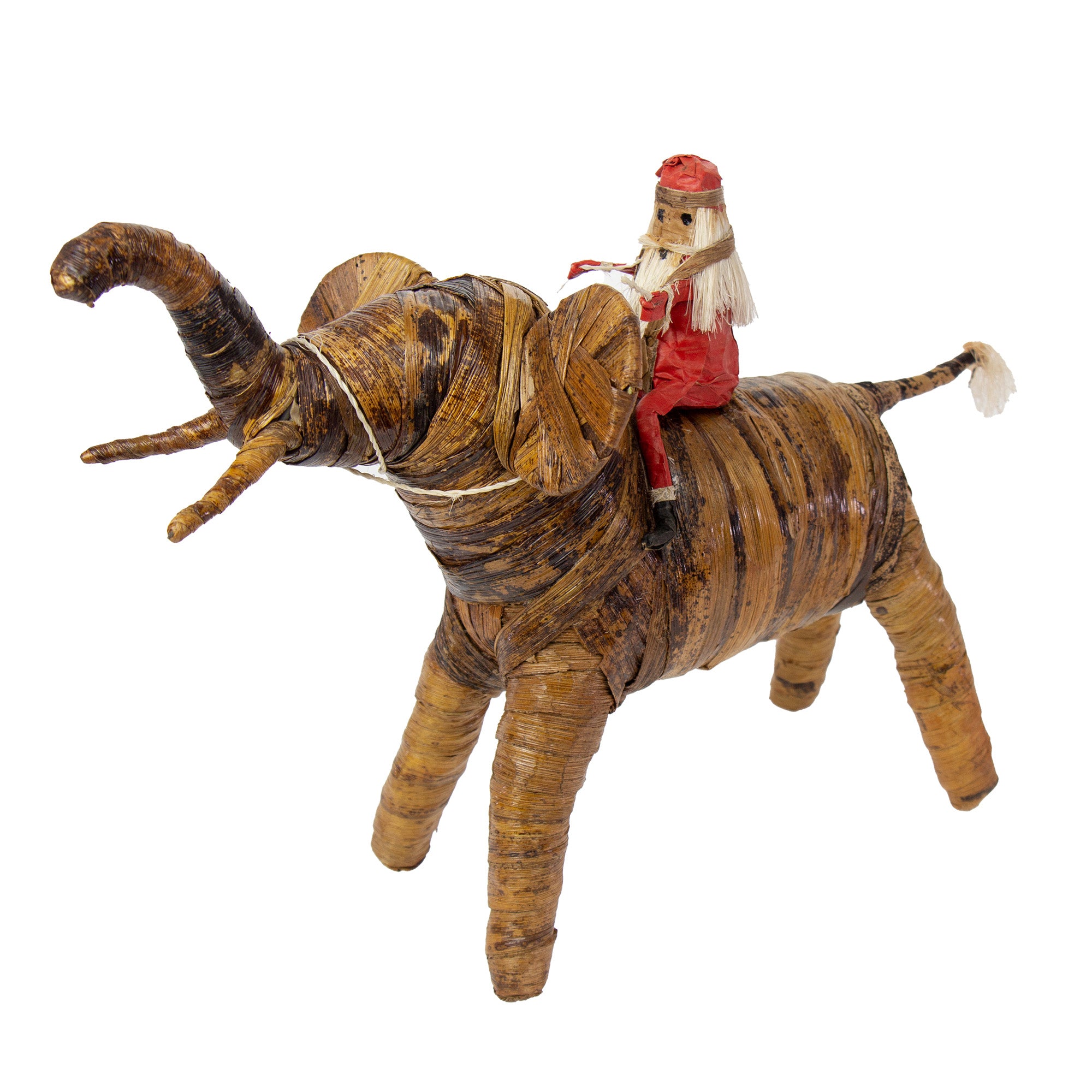 Banana Fiber Santa Riding Elephant Safari Animal Sculpture