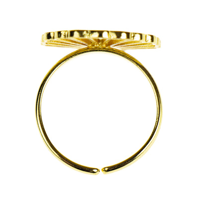 Shell Design Adjustable Brass Ring, Golden Hue, PACK OF 3