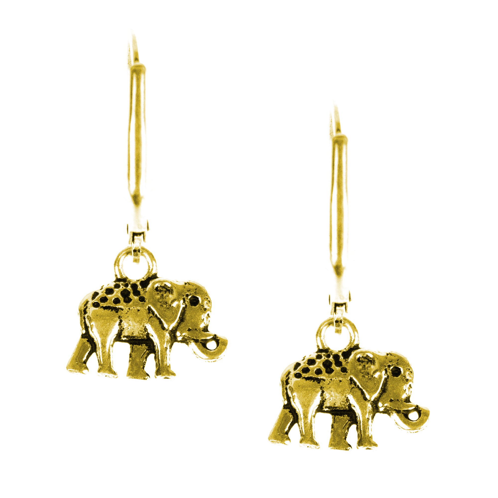 Elephant Trunk Up Brass Earrings, Golden, PACK OF 3
