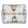 Encantada Handmade Pottery 9-inch Divided Platter, Dots & Flowers