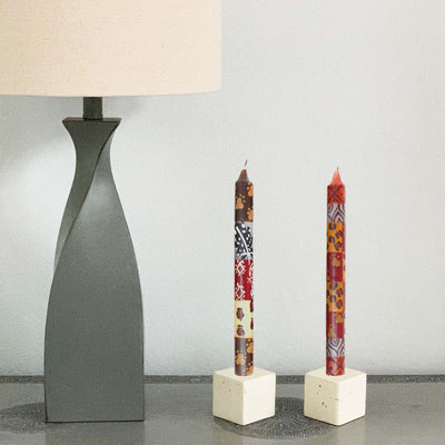 Hand-Painted Dinner Candles, Pair (Uzima Design)