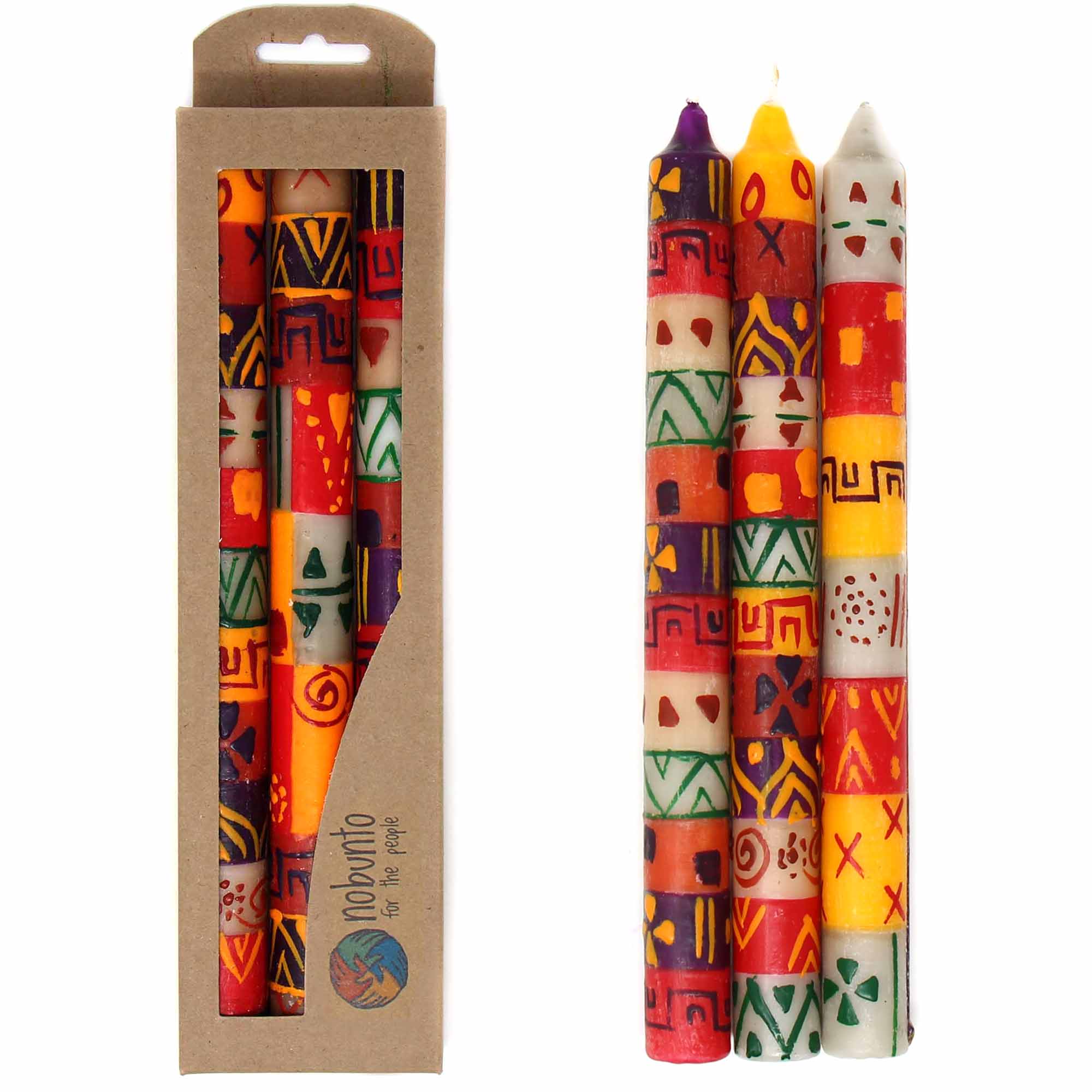 Hand Painted Candles in Kileo Design (box of three) - Nobunto Hand Painted Candles in Kileo Design (box of three) - Nobunto