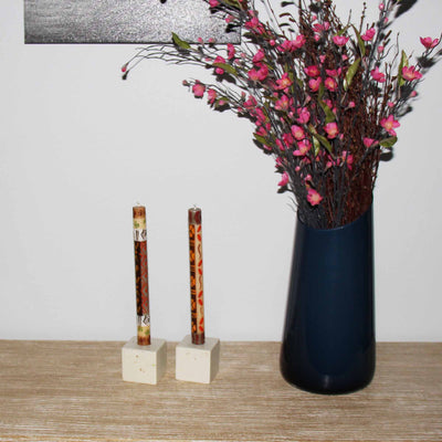 Hand-Painted Dinner Candles, Pair, (Akono Design)
