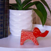 Large Soapstone Happy Elephant 4.5 inches - Orange