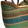 Bolga Tote, Mixed Colors with Leather Handle