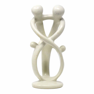 Single Soapstone Family Sculptures - 10-inch - Natural Stone