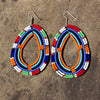 PACK OF 5 -Maasai Bead Contrasting Multicolor Teardrop Earrings