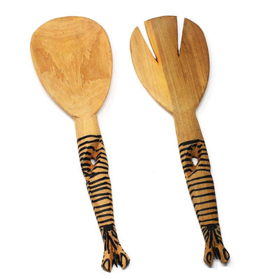 Wood Serving Set, Twisted Zebra Design