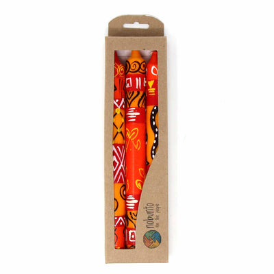 Hand-Painted Dinner Candles, Boxed Set of 3 (Zahabu Design)