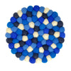Mediterranean  Blue Felt Ball Coasters, Set of 4