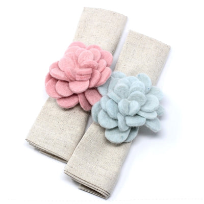 Pastel Zinnias Felt Napkin Rings, Set of 4