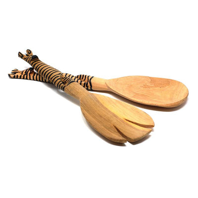 Wood Serving Set, Twisted Zebra Design