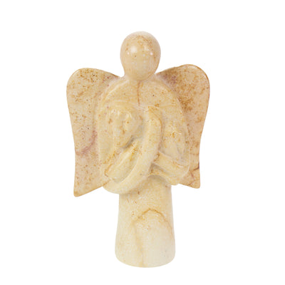 Soapstone Guardian Angel Holding Lamb Statue