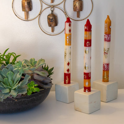 Christmas Hand-Painted Dinner Candles, Set of 3 (Kimeta Design)