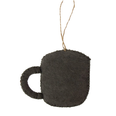 Coffee Pot & Coffee Mug Ornament Set, Stone Grey