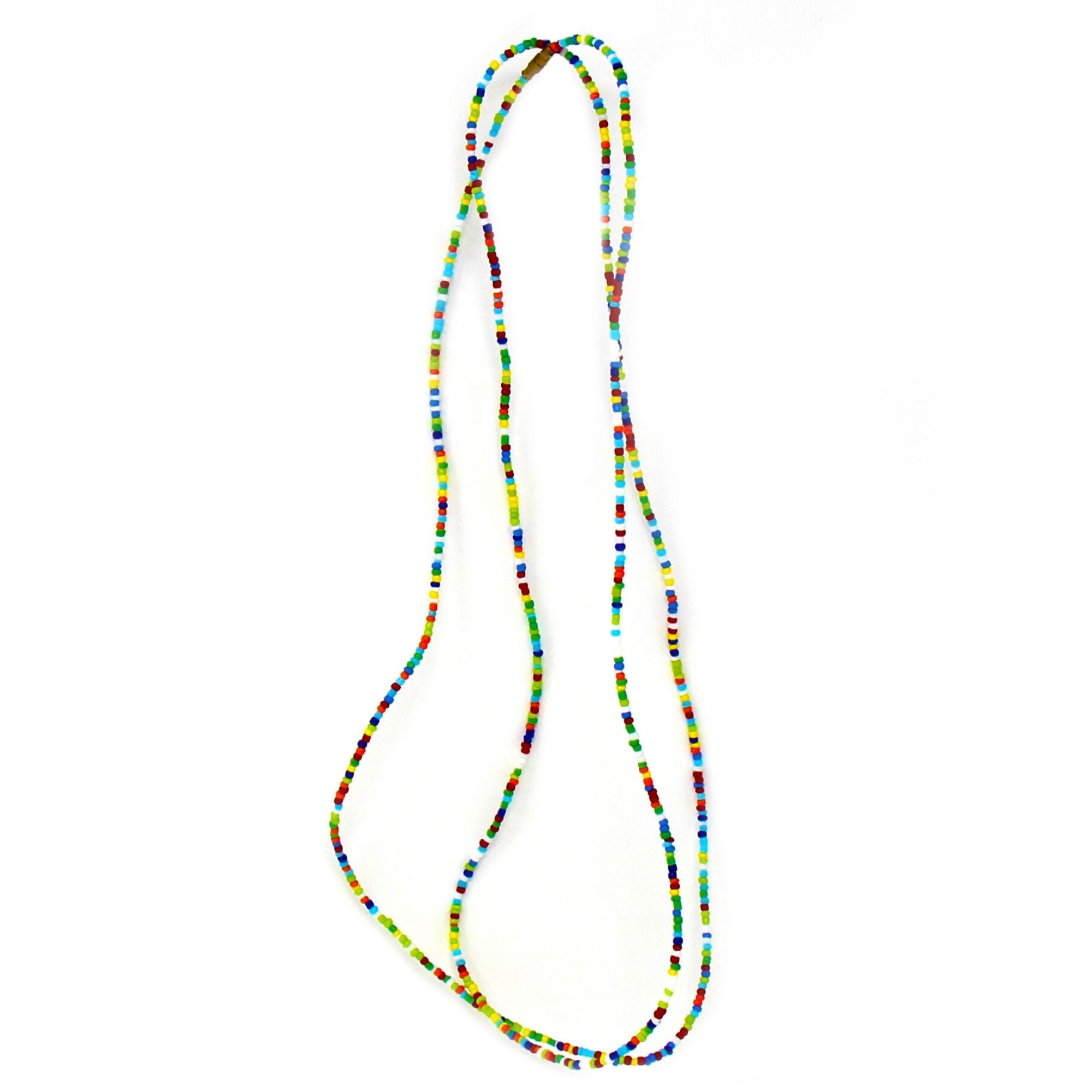 Long Single Strand Maasai Bead Necklace, Multicolored