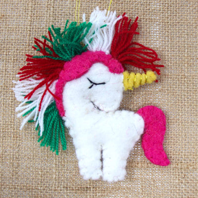 Christmas Unicorn Felt Ornament