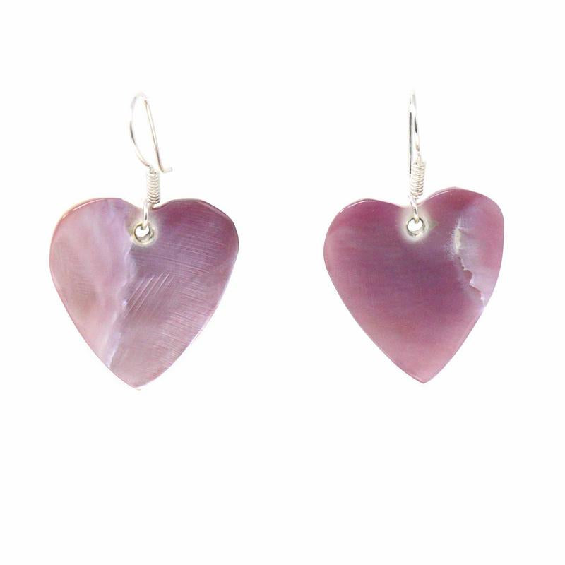 Mother-of-Pearl Pink Heart Earrings