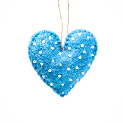 Mini Hearts Handmade Felt Ornament, Set of 7