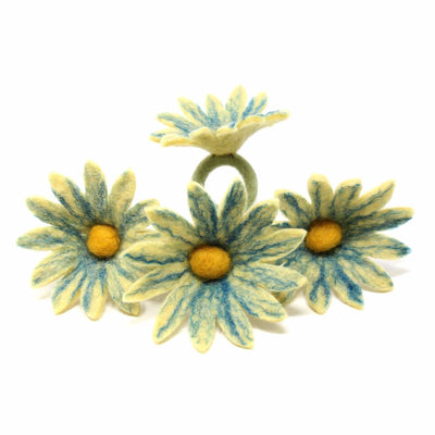 Midnight Daisy Felt Napkin Rings, Set of 4
