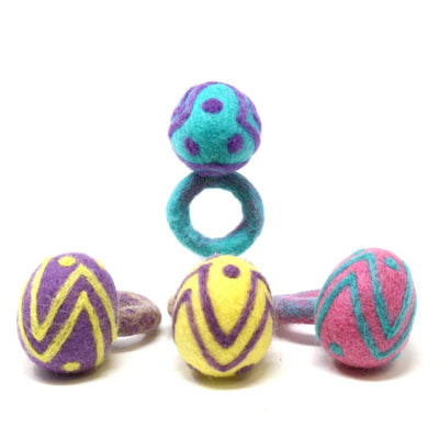 Spring Easter Egg Felt Napkin Rings, Set of Four Colors